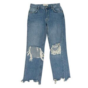 Free People We the Free Maggie Ripped Crop Straight Leg Jeans Women's Size 24